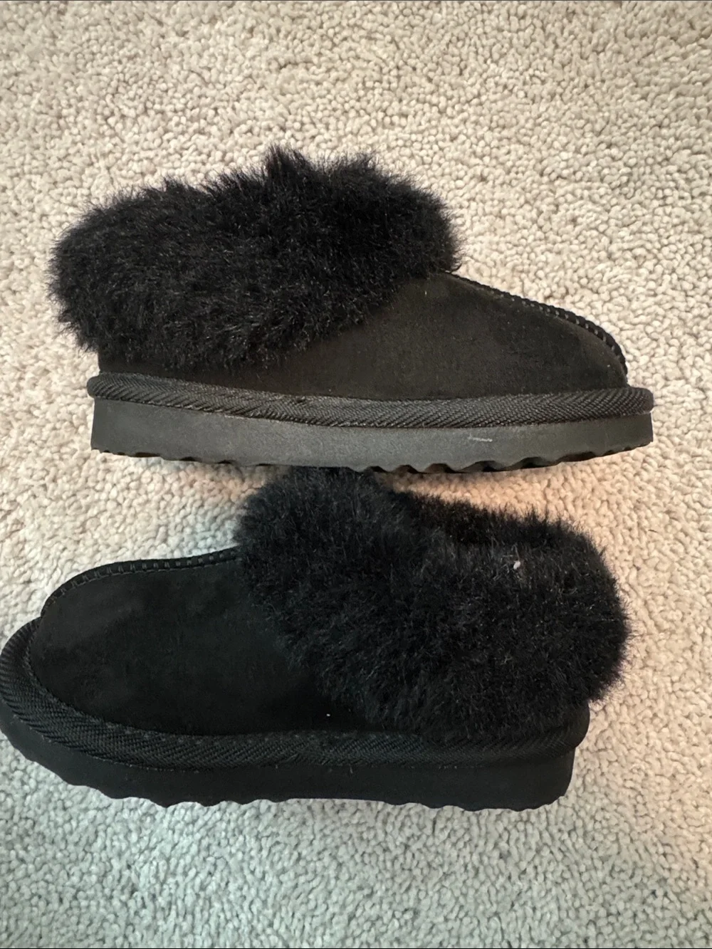 Target Black Faux-Fur Cuff Slip-On Kids Slippers